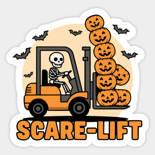 Scare-Lift – Skeleton Forklift Pumpkin Stack Sticker
